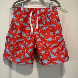 Hanna Andersson Red Swim Trunks with Light Blue Dinosaur Print - 5t